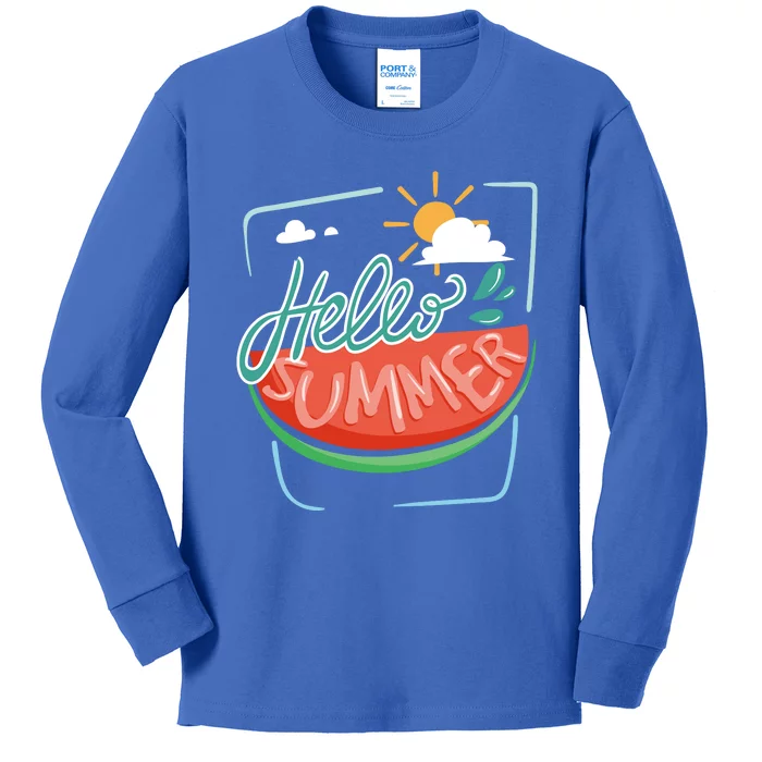 Hello Summer Watermelon Sunshine Kids Long Sleeve Shirt