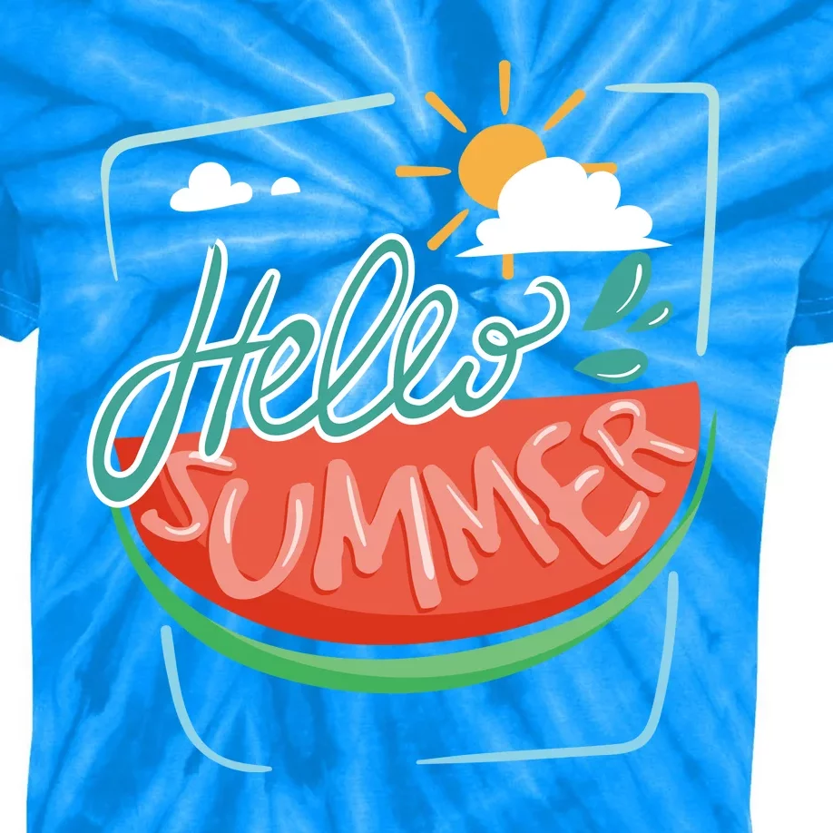 Hello Summer Watermelon Sunshine Kids Tie-Dye T-Shirt