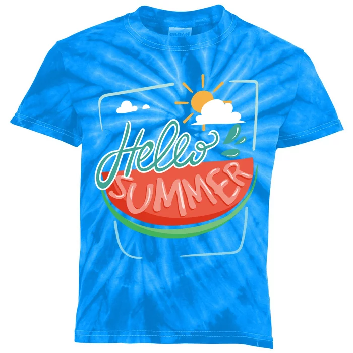 Hello Summer Watermelon Sunshine Kids Tie-Dye T-Shirt