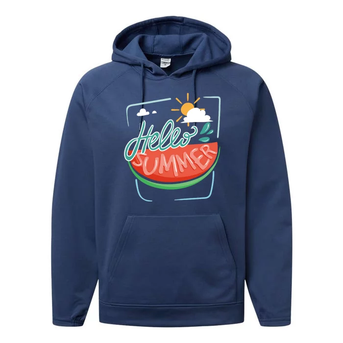 Hello Summer Watermelon Sunshine Performance Fleece Hoodie