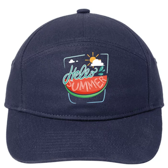 Hello Summer Watermelon Sunshine 7-Panel Snapback Hat