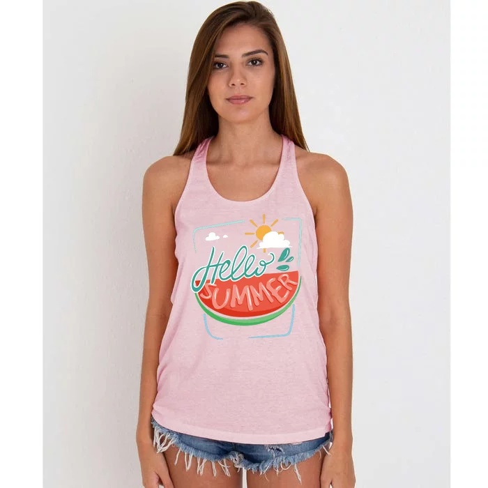 Hello Summer Watermelon Sunshine Women's Knotted Racerback Tank