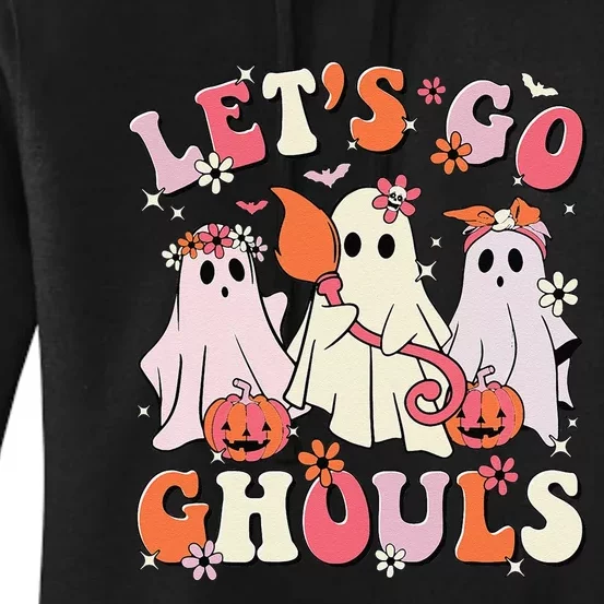 Halloween Shirts Women Lets Go Ghouls Halloween Ghost Spooky Gift Women's Pullover Hoodie