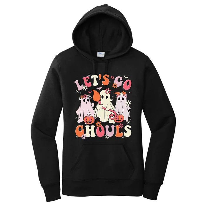 Halloween Shirts Women Lets Go Ghouls Halloween Ghost Spooky Gift Women's Pullover Hoodie