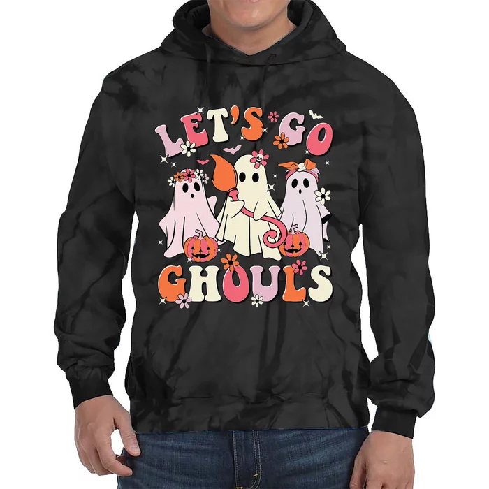 Halloween Shirts Women Lets Go Ghouls Halloween Ghost Spooky Gift Tie Dye Hoodie