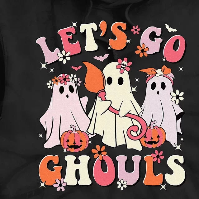 Halloween Shirts Women Lets Go Ghouls Halloween Ghost Spooky Gift Tie Dye Hoodie