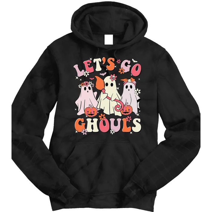 Halloween Shirts Women Lets Go Ghouls Halloween Ghost Spooky Gift Tie Dye Hoodie