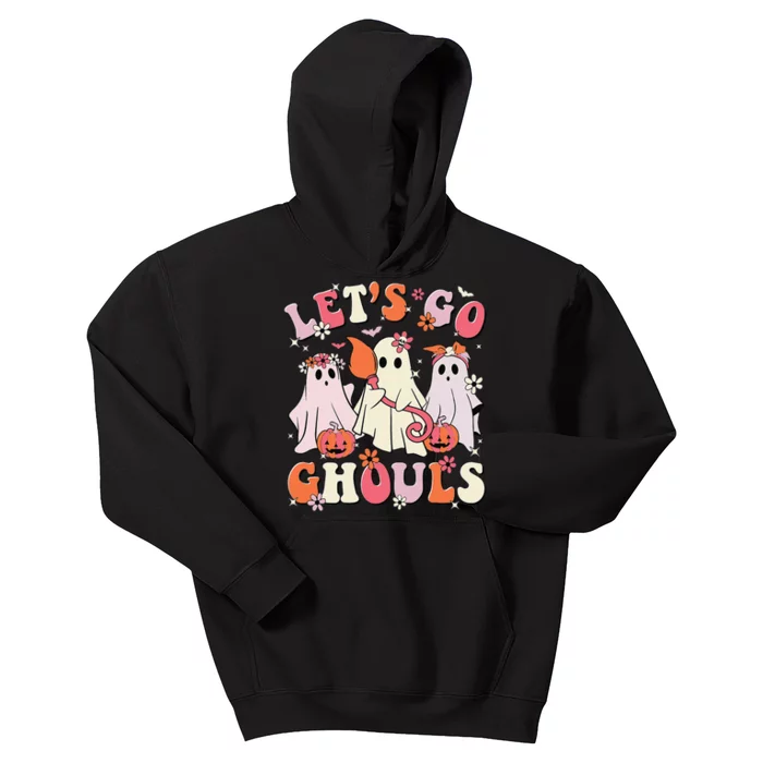 Halloween Shirts Women Lets Go Ghouls Halloween Ghost Spooky Gift Kids Hoodie