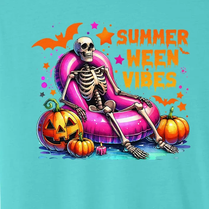 Halloween Summer Ween Vibes Summer Vacation Skeleton Float ChromaSoft Performance T-Shirt