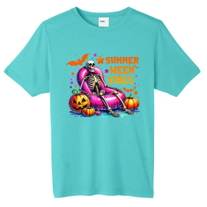 Halloween Summer Ween Vibes Summer Vacation Skeleton Float ChromaSoft Performance T-Shirt