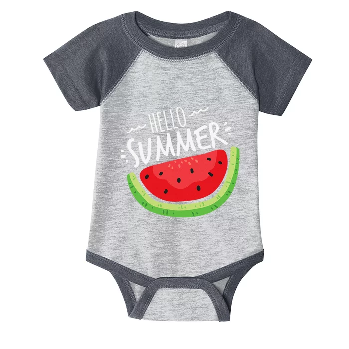 Hello Summer Watermelon Funny Summer Break Vacation Cool Infant Baby Jersey Bodysuit