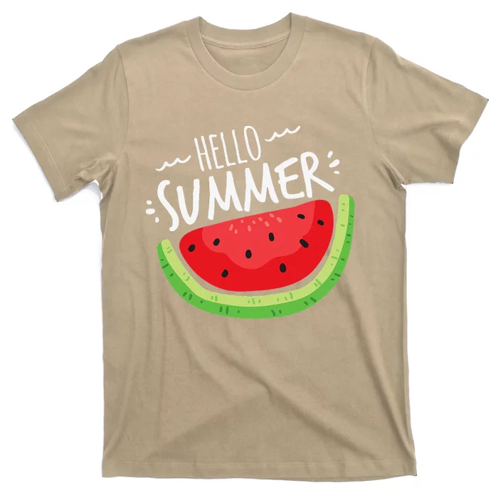 Hello Summer Watermelon Funny Summer Break Vacation Cool T-Shirt