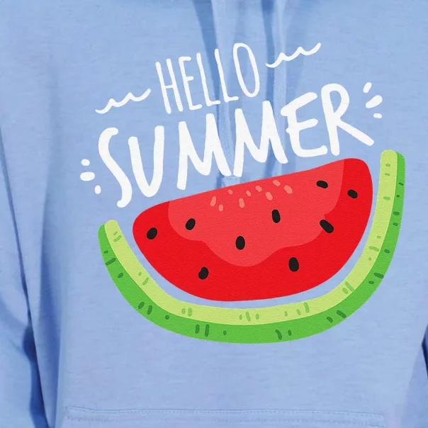 Hello Summer Watermelon Funny Summer Break Vacation Cool Unisex Surf Hoodie