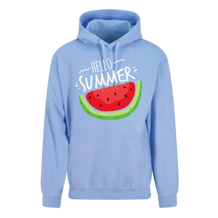 Hello Summer Watermelon Funny Summer Break Vacation Cool Unisex Surf Hoodie