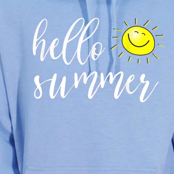 Hello Summer With Happy Sun For Summer Vacation & Holidays Unisex Surf Hoodie