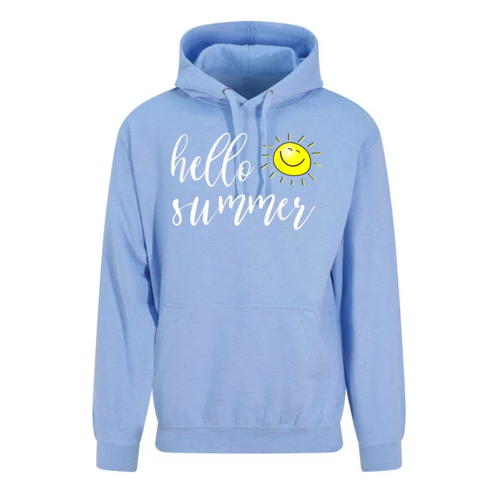 Hello Summer With Happy Sun For Summer Vacation & Holidays Unisex Surf Hoodie