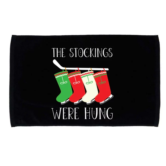 Hockey Sticks Were Hung Santa Ice Hockey Game Lover Xmas Gift Microfiber Hand Towel