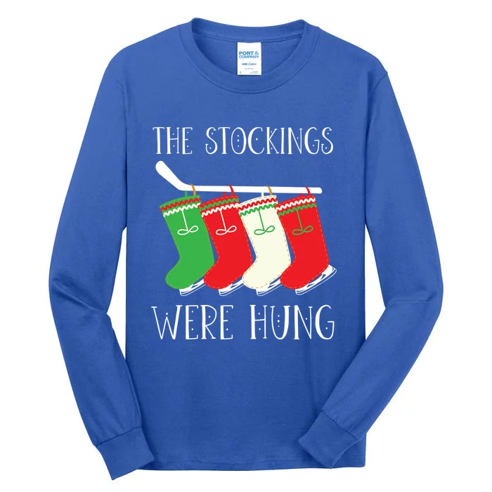 Hockey Sticks Were Hung Santa Ice Hockey Game Lover Xmas Gift Tall Long Sleeve T-Shirt