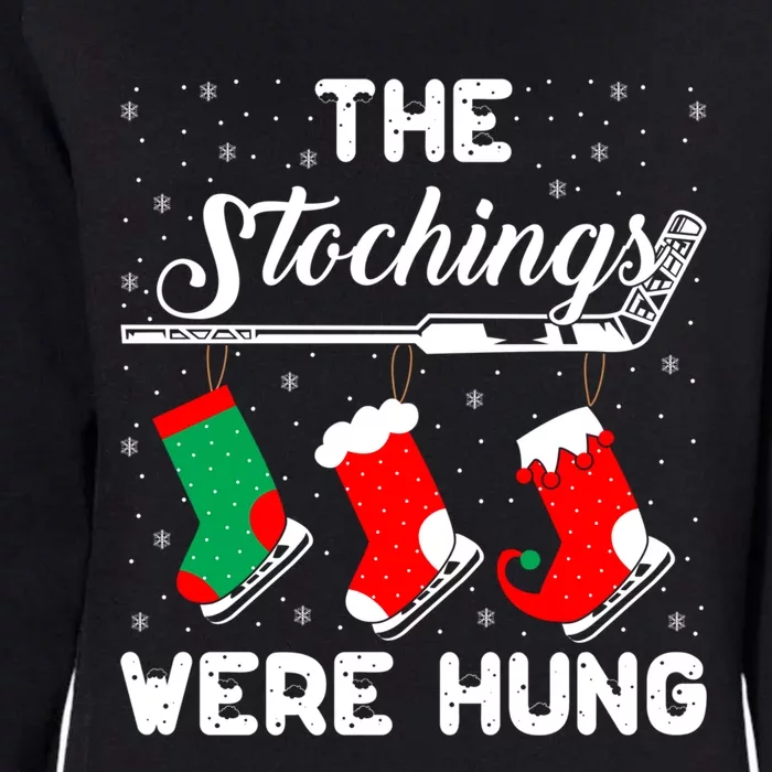 Hockey Sticks Were Hung Santa Ice Hockey Game Lover Xmas Funny Gift Womens California Wash Sweatshirt