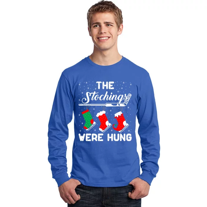 Hockey Sticks Were Hung Santa Ice Hockey Game Lover Xmas Funny Gift Tall Long Sleeve T-Shirt