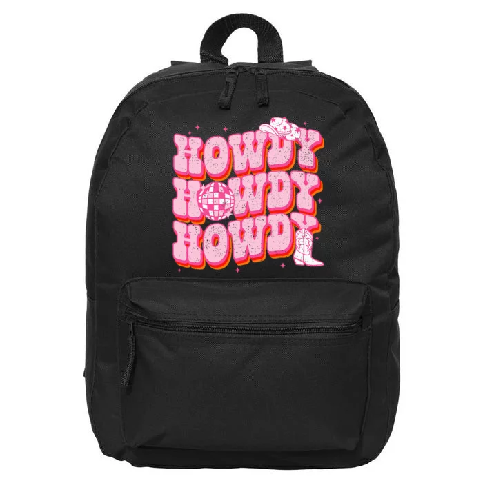 Howdy Southern Western Girl Country Rodeo Pink Cowgirl Disco 16 in Basic Backpack