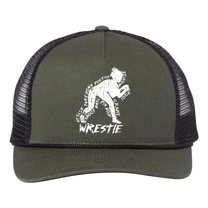 High School Wrestling Mom Dad Gift for Wrestling Retro Rope Trucker Hat Cap