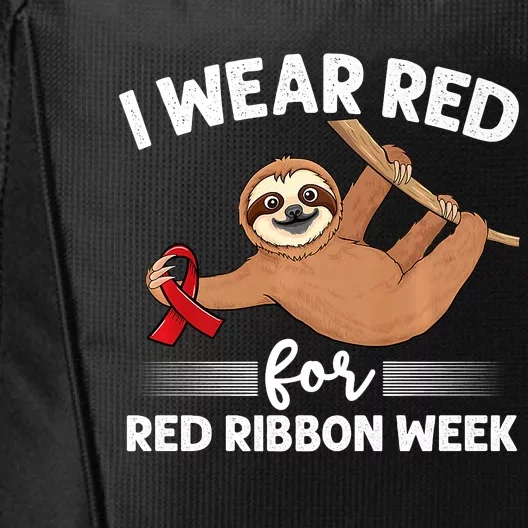 Hanging Sloth We Wear Red For Red Ribbon Week Awareness City Backpack