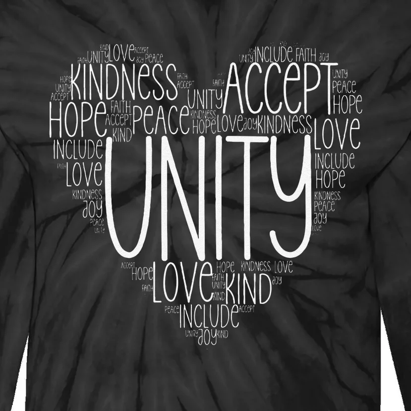 Heart Shaped Words Of Unity Anti Bullying Orange Tie-Dye Long Sleeve Shirt