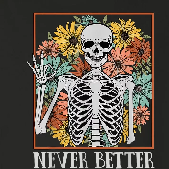 Halloween Shirts Wo Never Better Skeleton Floral Skull Toddler Long Sleeve Shirt