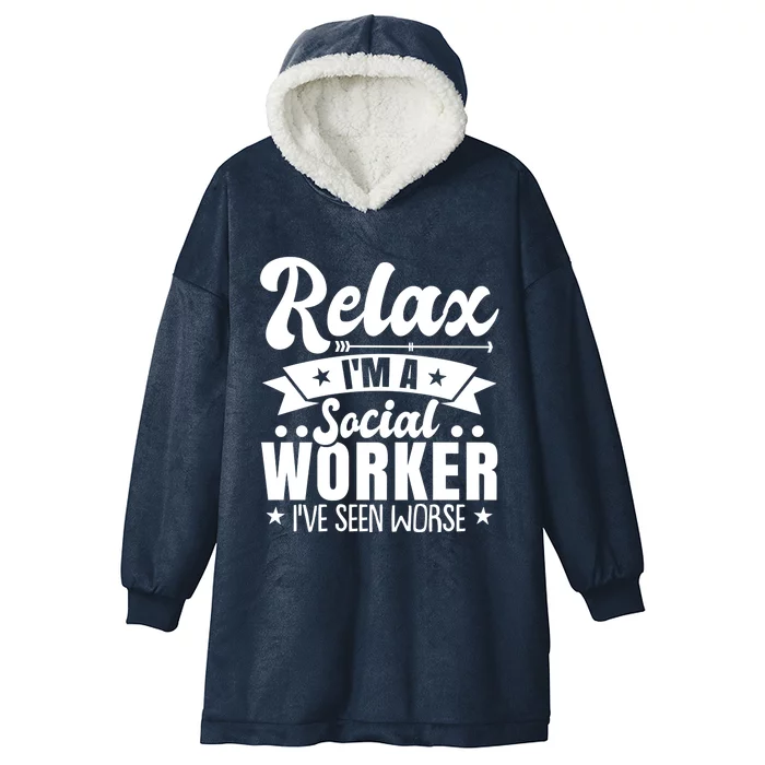 Humor Social Worker Gift Hooded Wearable Blanket