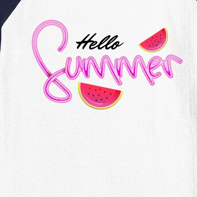 Hello Summer Watermelon Retro Baseball Sleeve Shirt