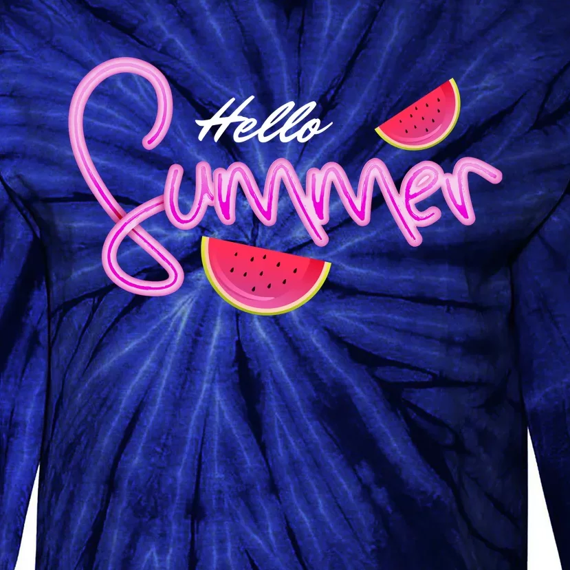 Hello Summer Watermelon Retro Tie-Dye Long Sleeve Shirt