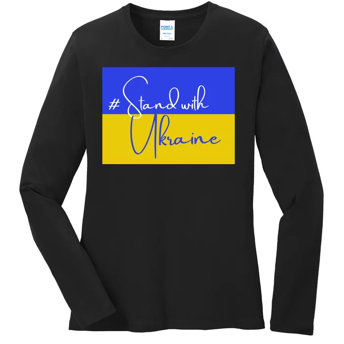 Hashtag Stand With Ukraine Flag Ladies Long Sleeve Shirt