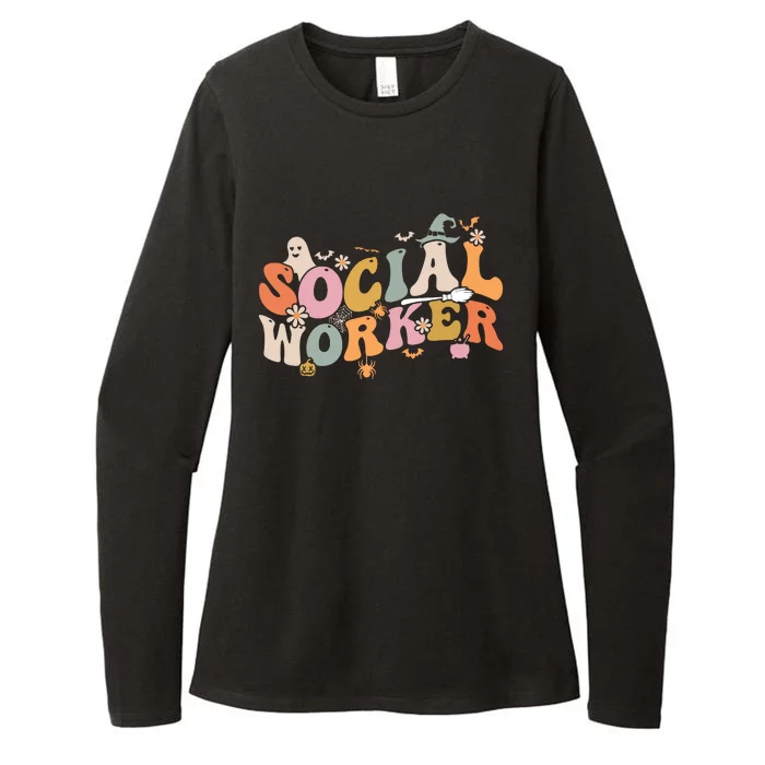 Halloween Social Worker Spooky Ghost Spooky Season Womens CVC Long Sleeve Shirt