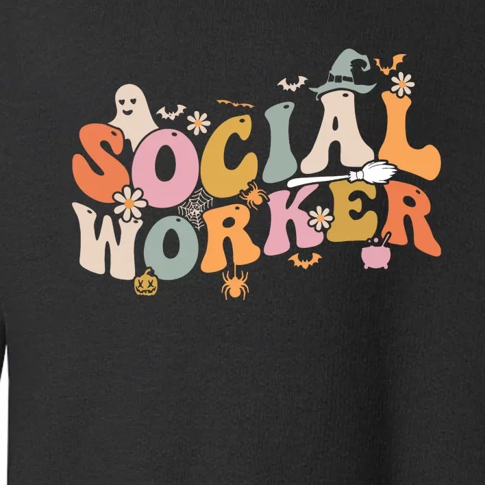 Halloween Social Worker Spooky Ghost Spooky Season Toddler Sweatshirt