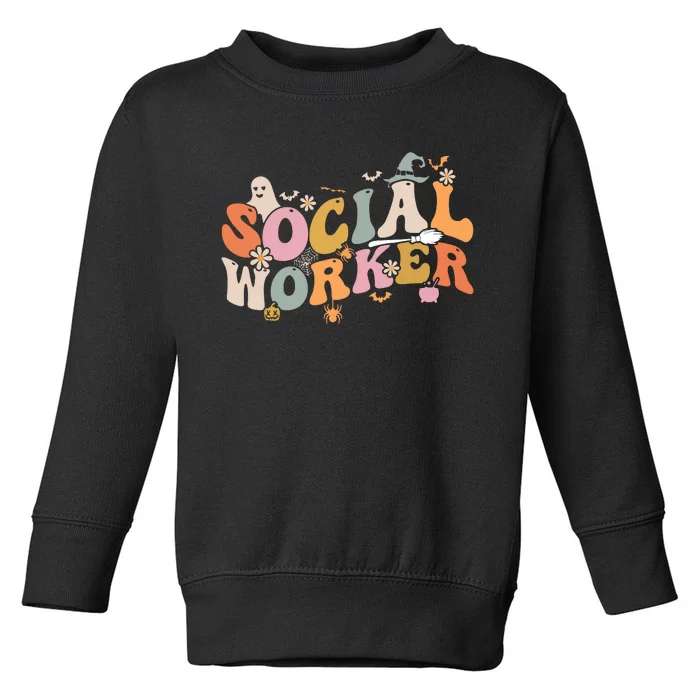 Halloween Social Worker Spooky Ghost Spooky Season Toddler Sweatshirt