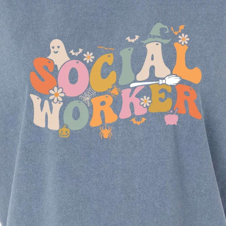 Halloween Social Worker Spooky Ghost Spooky Season Garment-Dyed Women's Muscle Tee