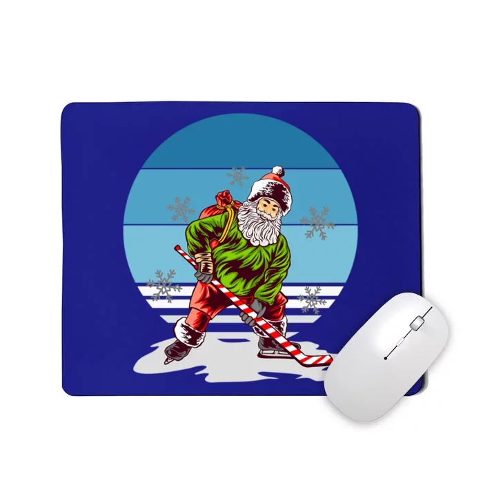 Hockey Santa Winter Sunset Peppermint Candy Hockey Stick Cool Gift Mousepad