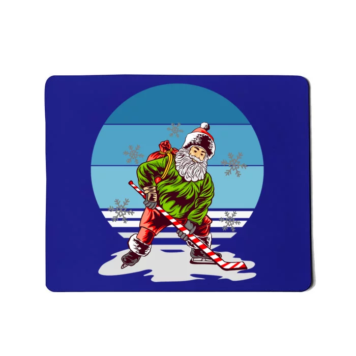 Hockey Santa Winter Sunset Peppermint Candy Hockey Stick Cool Gift Mousepad