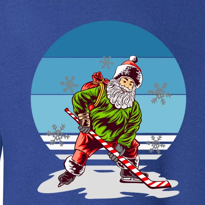 Hockey Santa Winter Sunset Peppermint Candy Hockey Stick Cool Gift Toddler Sweatshirt