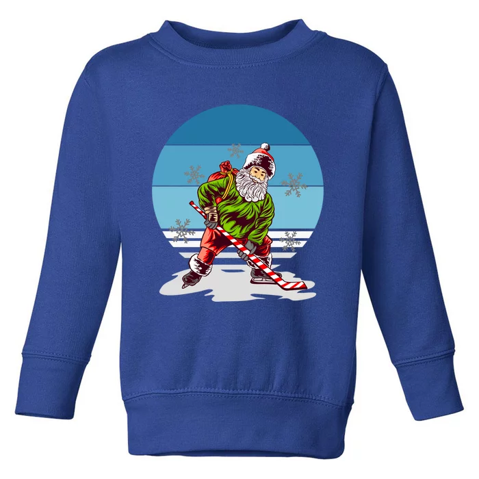 Hockey Santa Winter Sunset Peppermint Candy Hockey Stick Cool Gift Toddler Sweatshirt