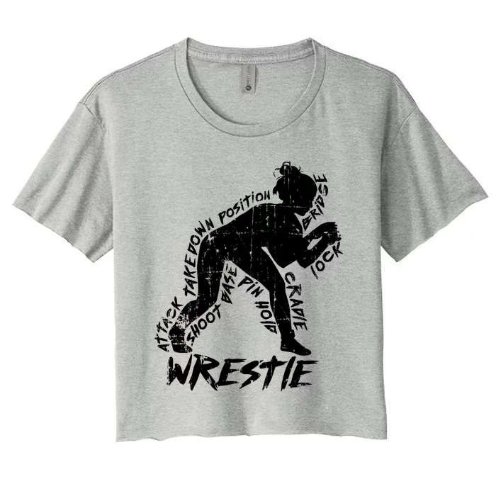 High School Wrestling Mom Dad Gift Wrestling Gift Women's Crop Top Tee