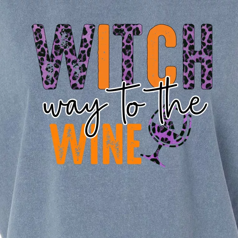 Halloween Spooky Witch Way To The Wine Drinking Matching Family Garment-Dyed Women's Muscle Tee