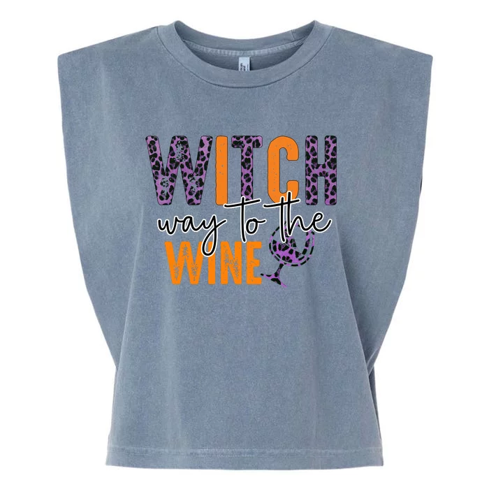 Halloween Spooky Witch Way To The Wine Drinking Matching Family Garment-Dyed Women's Muscle Tee