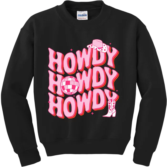 Howdy Southern Western Girl Country Rodeo Cowgirl Disco Kids Sweatshirt