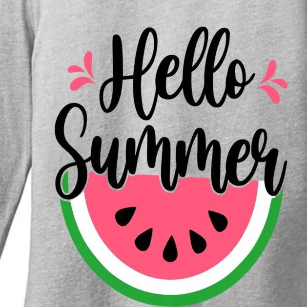 Hello Summer Watermelon Vacation Beach Summer Vacay Mode Gift Womens CVC Long Sleeve Shirt