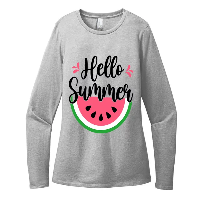 Hello Summer Watermelon Vacation Beach Summer Vacay Mode Gift Womens CVC Long Sleeve Shirt