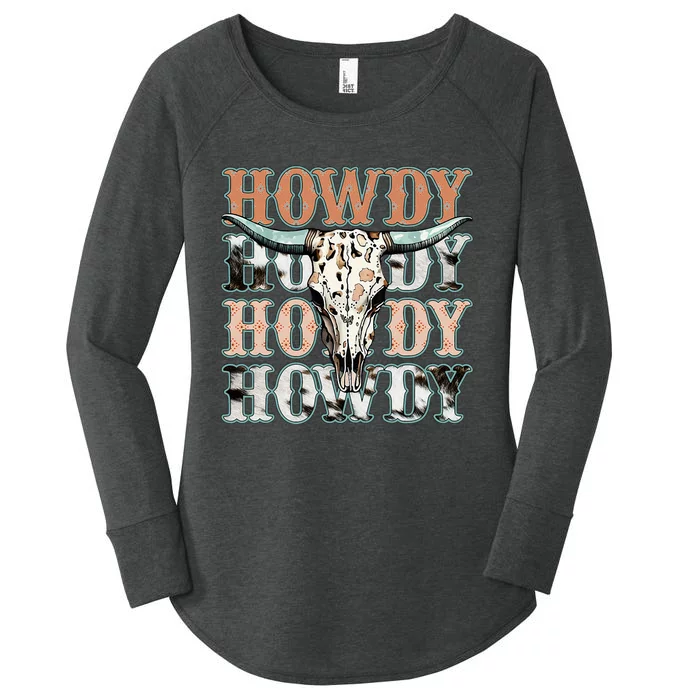 Howdy Southern Western Cow Country Rodeo Cowgirl Women's Perfect Tri Tunic Long Sleeve Shirt