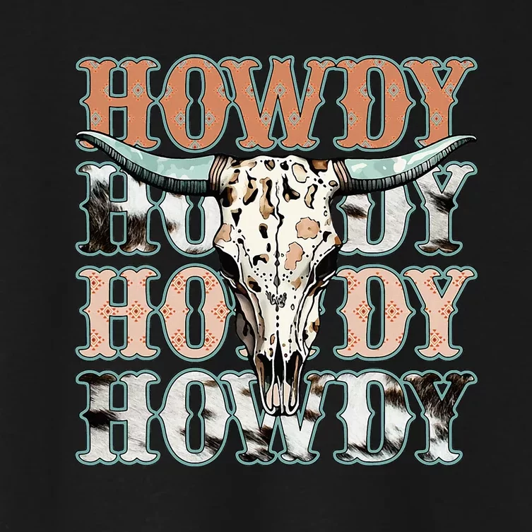 Howdy Southern Western Cow Country Rodeo Cowgirl Women's Crop Top Tee