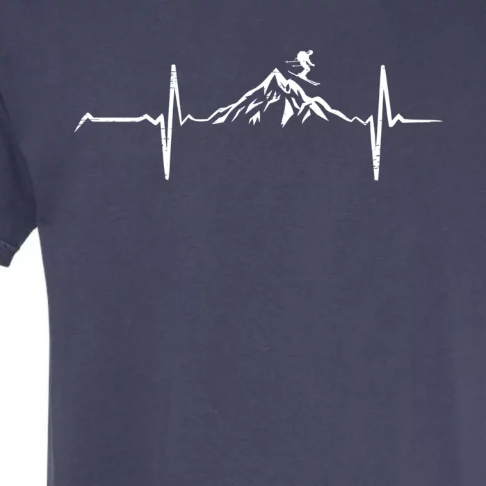 Heartbeat Skiing Winter Sports Skier Sport Gift Garment-Dyed Heavyweight T-Shirt